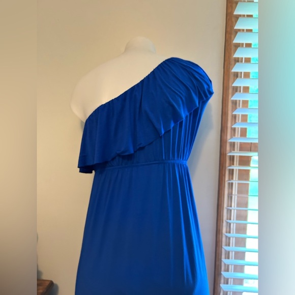Sundress, sz M royal blue with ruffle, elastic waist, longer exposed hem, vacay - Picture 7 of 9